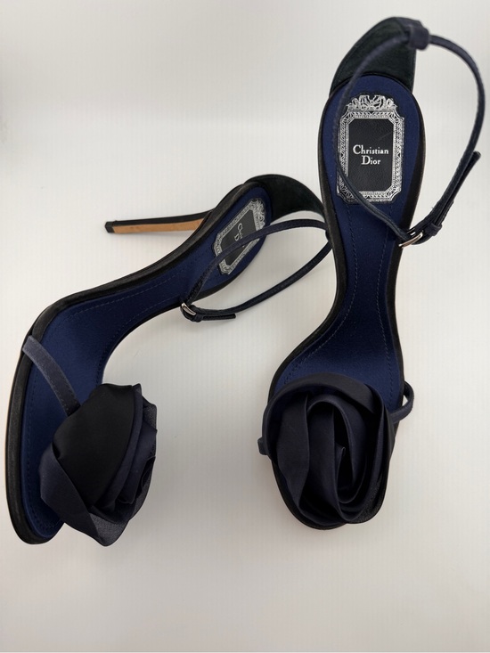 Dior Shoes - Authentic 2014 Christian Dior Navy Silk Satin Rosette Stilettos-39